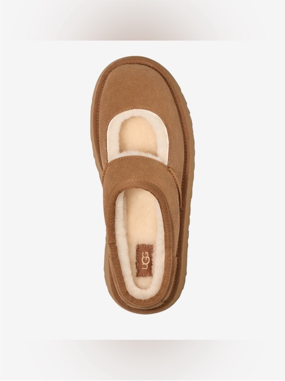 UGG Women's Bea Shearling Platform Chestnut Mary Jane Shoes - Picture 7 of 12